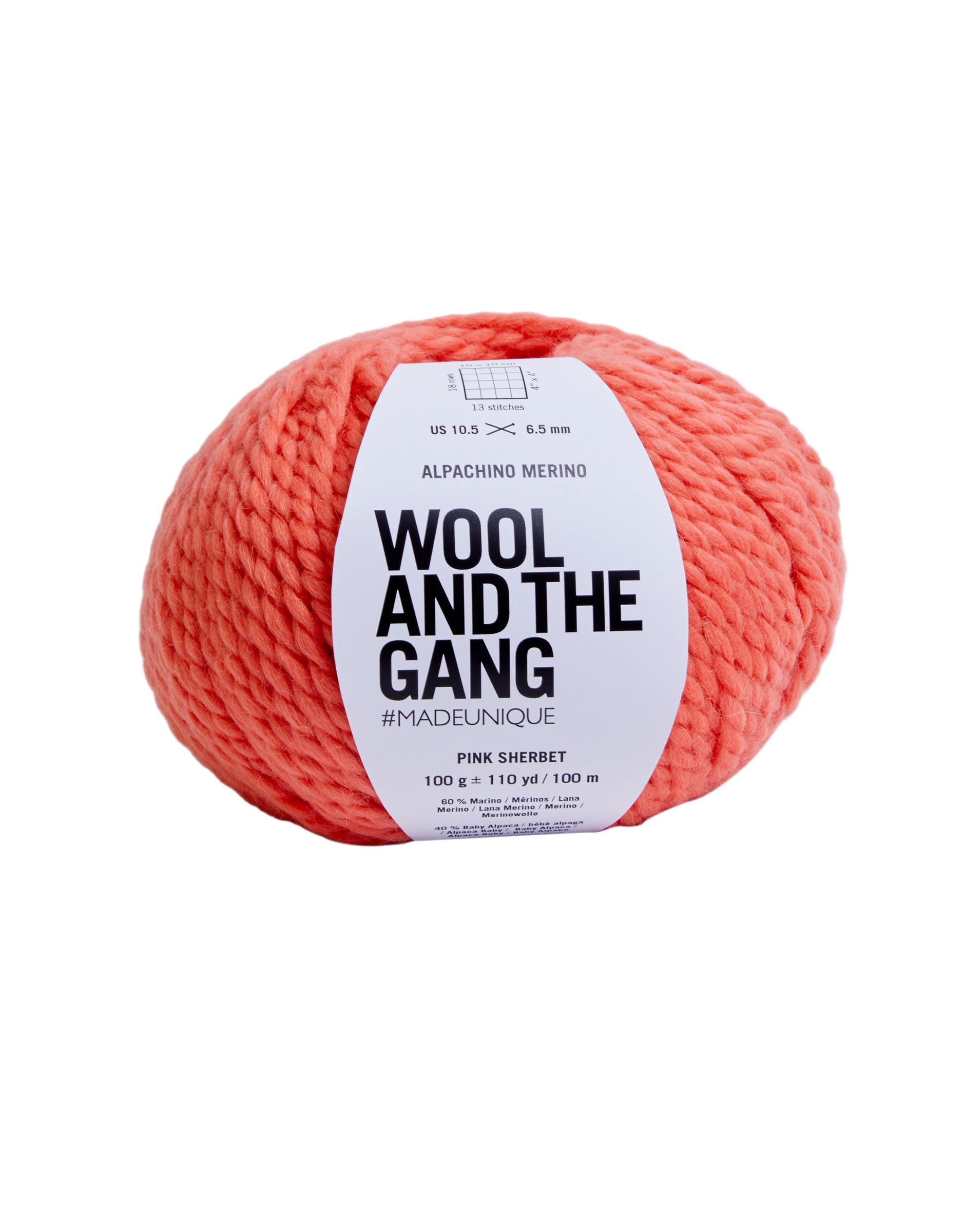 Wool & The Gang Yarn, Alpachino Merino, Pink Sherbert (186), 100g — image 1