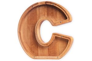 ACOCOKI Wooden Letter Piggy Bank for Kids, Eco Friendly Alphabet Letter Money Bank Suitable for Preschool Children Education Birthday Gift for Kids 9 inch (C)