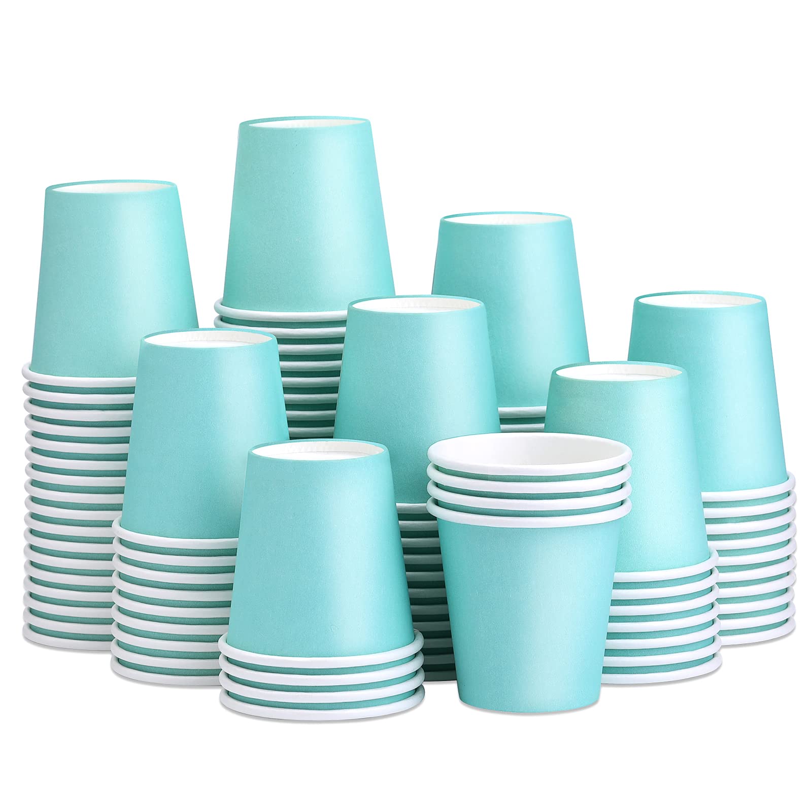 ENCHOL 100 Pack 3 oz Paper Cups, Disposable Bathroom Cups, Small Mouthwash Cups, Mini Espresso Cups, 3oz Disposable Paper Cup for Party, Picnic, Office, and Travel (Sky Blue)