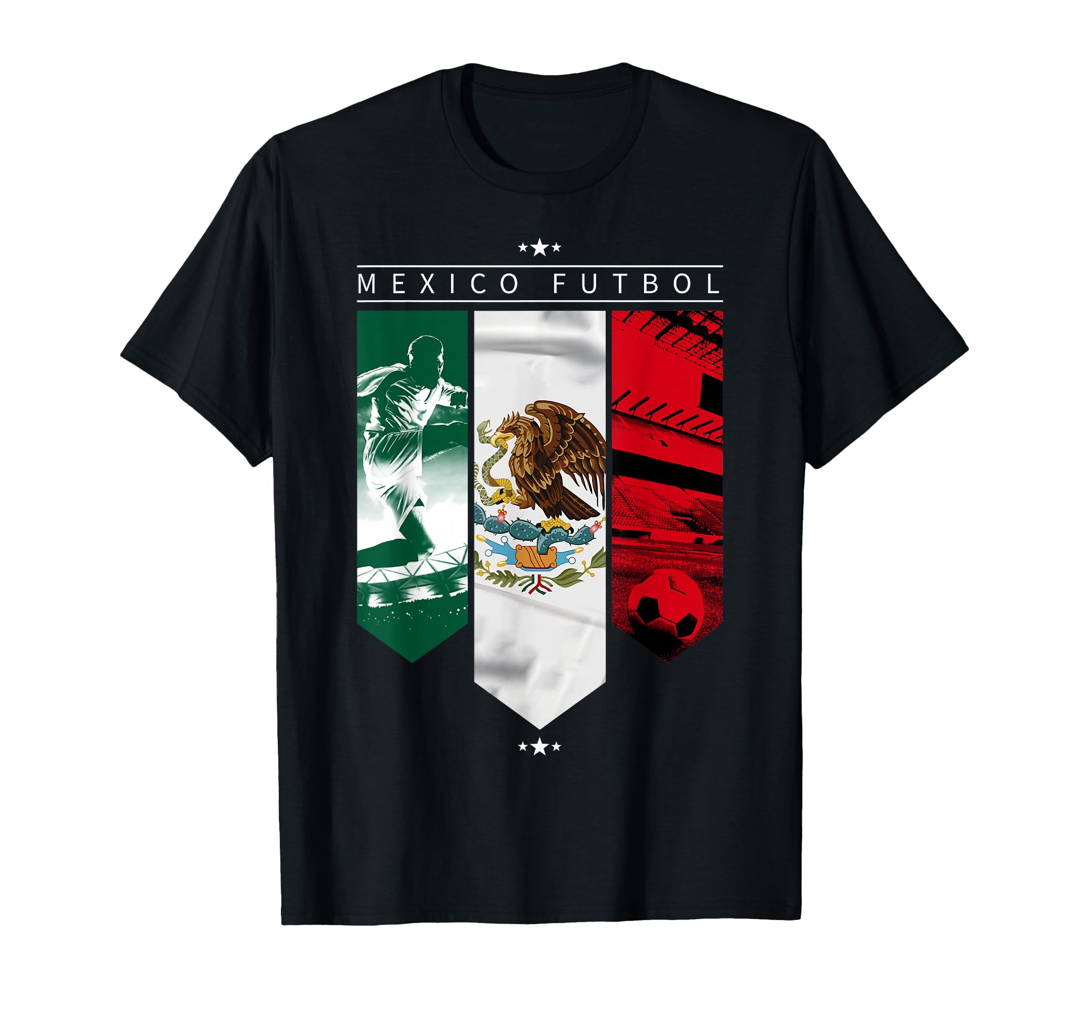 Mexico Futbol Three Panels Red White Green T-Shirt