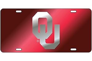 Craftique OU Oklahoma Sooners Red Mirrored License Plate Tag