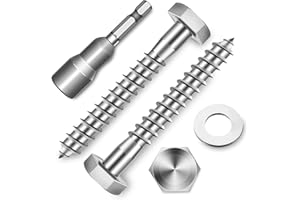 (20-Set) 1/4 x 2 Lag Bolts, Stainless Steel Heavy Duty Hex Head Lag Screws for Wood, ASME B18.2.1 Commercial/Industrial Grade Mounting Screws Bolts Kit by Marysino