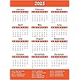 2025 Full Yearly Calendar Magnet by DCM Solutions (Burnt Orange, 4.5"W x 6"H)
