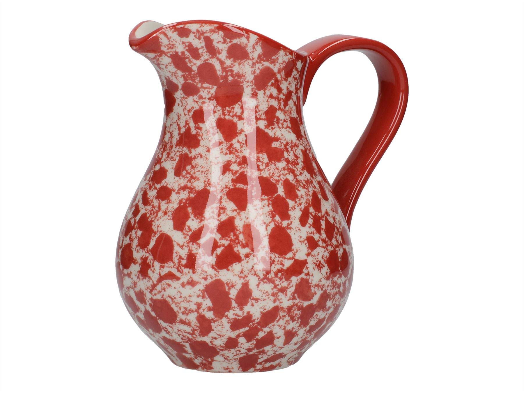 London Pottery Splash Milk Jug/Water Jug Pitcher, Stoneware, Red/White, 430 ml
