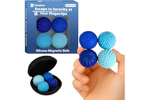 PURAEASE Magnetic Sensory Fidget Balls – 4PC Medium Weighted Textured Silicone Stress Relief Toys for Adults & Teens with ADHD, Autism, Anxiety – Quiet Magnet Fidgets for Desk, Travel, Office & Gifts