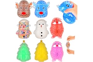 GQYAYQG 8 Pakc Christmas Squishy Stress Balls Toys, Christmas Squeeze Balls with Water Beads Sensory Stress Balls Toys Christmas Party Favors for Boys Girls Kids Sock Fillers Gifts