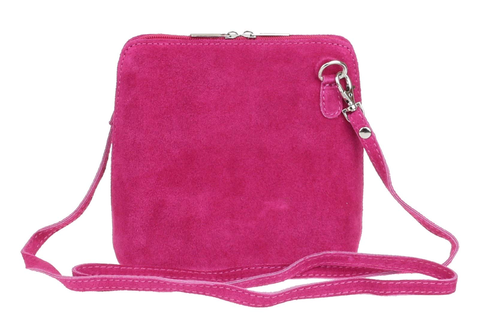 Girly Handbags Womens Genuine Suede Cross Body Shoulder Bag (Fuchsia)
