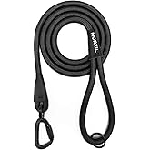 MORXIL Rope Dog Leash, 6 Foot Heavy Duty Dog Leash with Aviation Aluminum Auto Locking Carabiner, Strong Nylon Pet Lead for Small, Medium, Large Dogs (Black, 6FT)