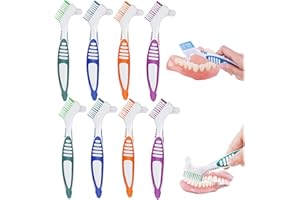8 PCS Denture Brush,Denture Toothbrush Cleaning Brush,Portable Denture Brush,CleaningBrush Heads For Denture Care,False Teeth