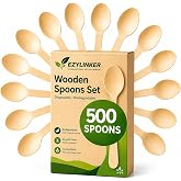 500 Wooden Spoons for Eating, Alternative to Plastic and Bamboo Spoons - Eco Friendly, Biodegradable, Disposable Spoons Set - 500 Compostable Spoon Utensils Set for Lounge Party Wedding, BBQ