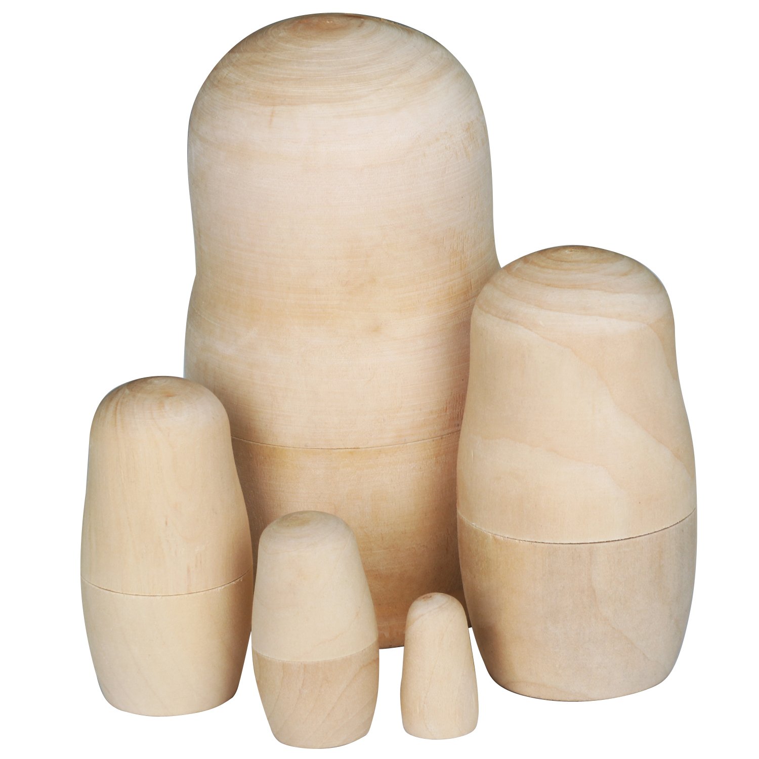 TRIXES Russian Dolls Nesting Eggs x5 Layer Wooden DIY Craft Creative Blank Unpainted – Plain Crafting Nesting Dolls – 5 Sizes