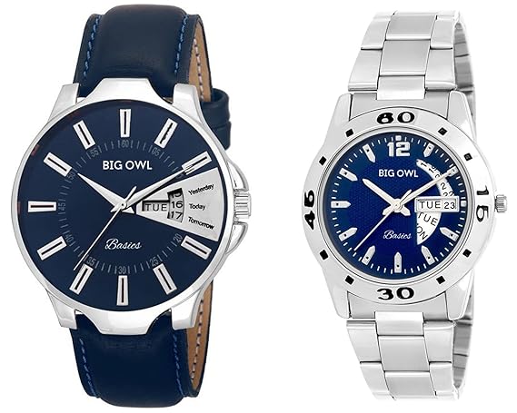 Bigowl Wrist Watch Couple Combo for Men and Women MEN04-WOMEN03
