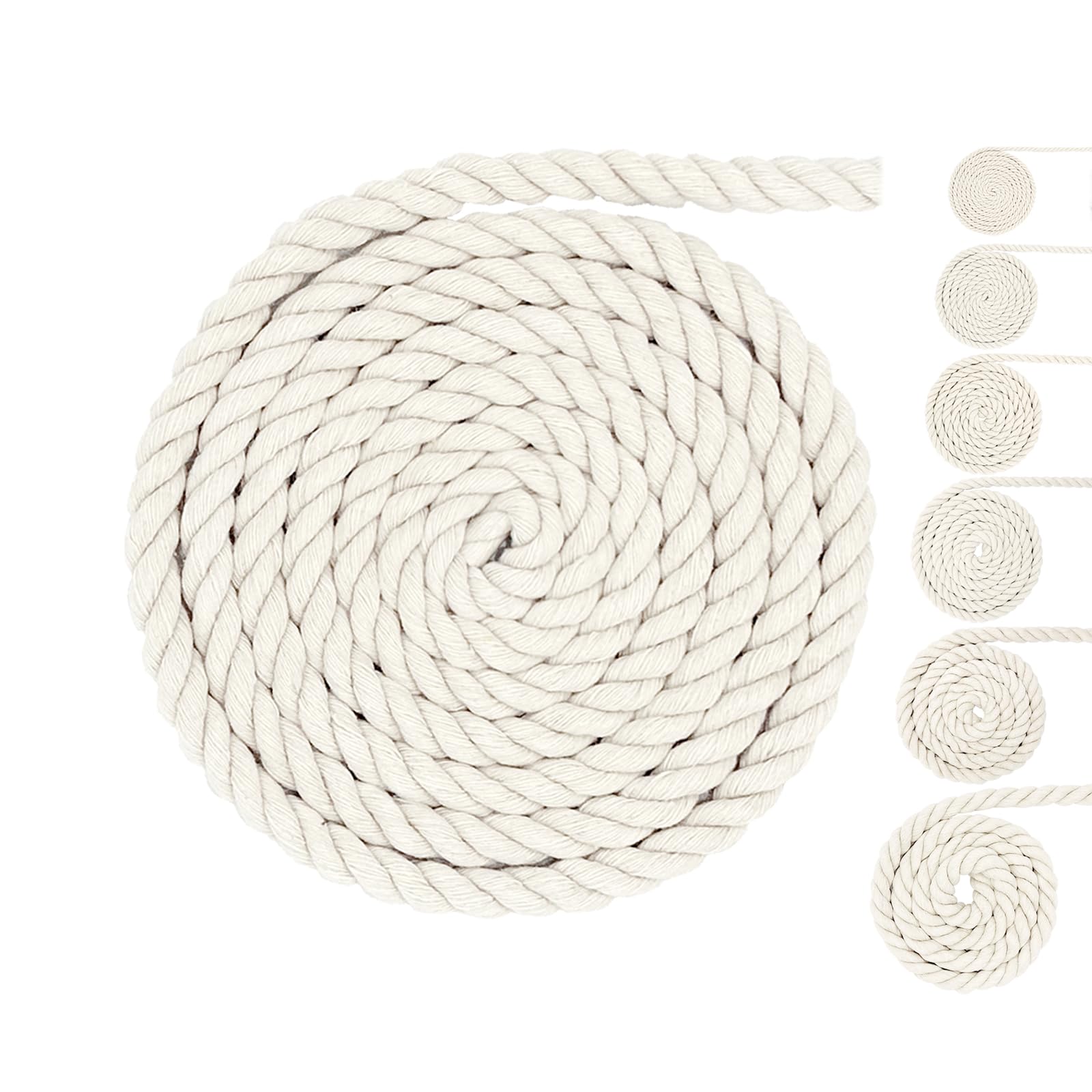 Thick Rope Cotton Rope White Rope Macrame Rope 8mm 10M Noose Soft Rope Home DIY Macrame Crafting Decoration Decking Rope for Garden Macrame Plant Hanger Kit Beige