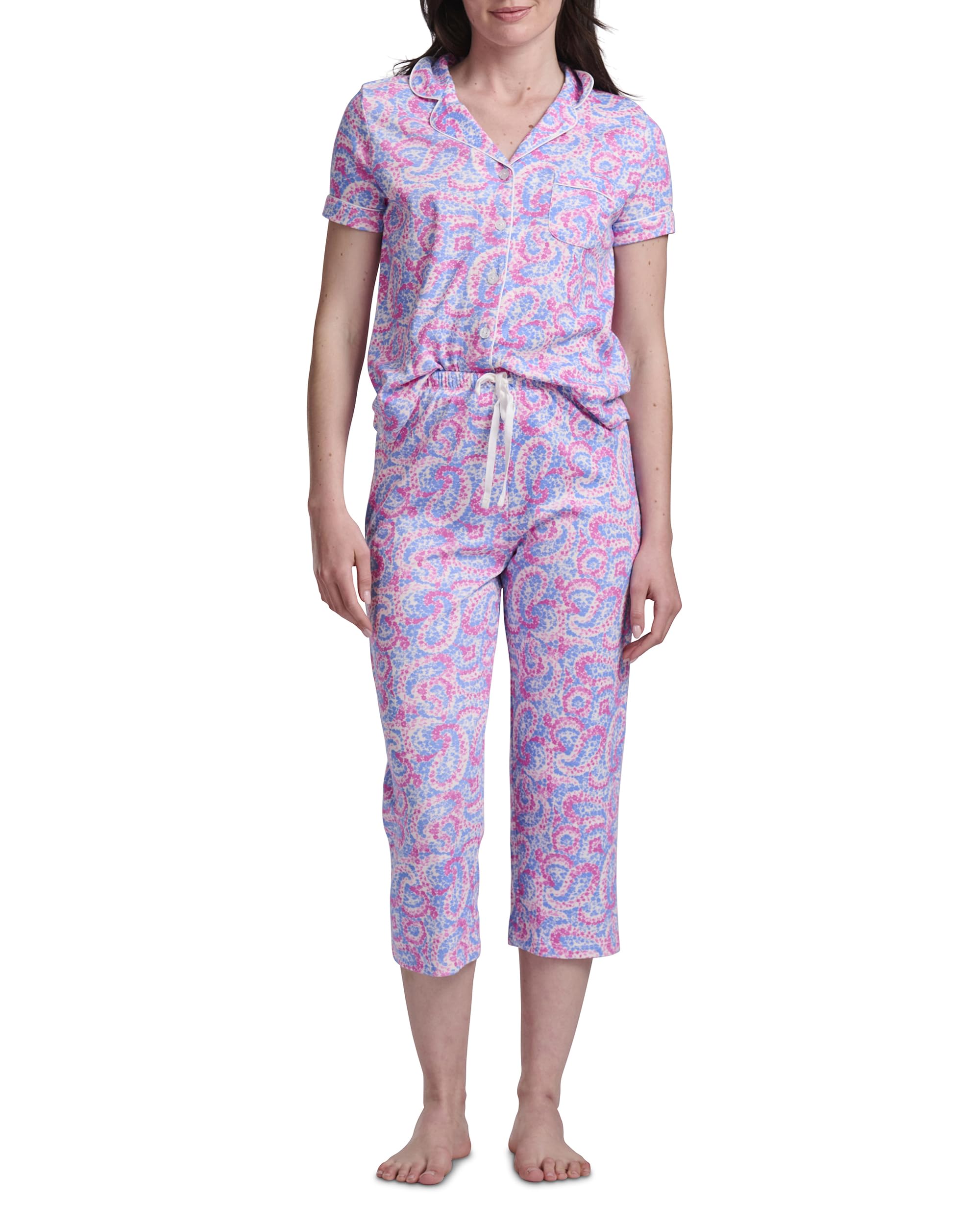 Karen Neuburger Women’s Capri Girlfriend Pajama Set, Floral Paisley Ditsy, Medium