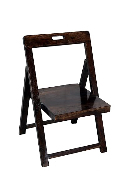 Santosha Decor Sheesham Wood Folding Patio Relaxing Chair for Balcony (Walnut Finish)