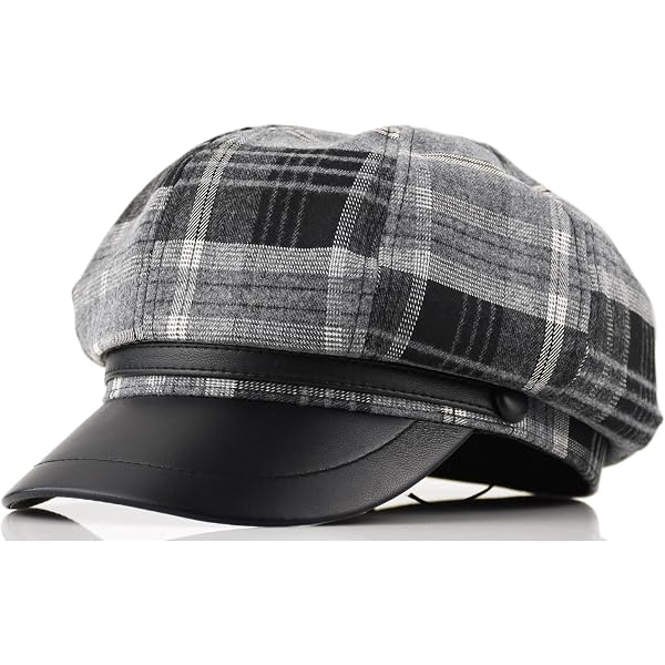 AICHUAN PU Leather French Beret Hat, 6 Panel Newsboy Cabbie  display picture 1