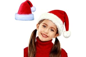 Ankelesz Santa Hat for Kids,Xmas Hat,Unisex Velvet Classic Toddler Santa Claus Hat for Christmas New Year Party