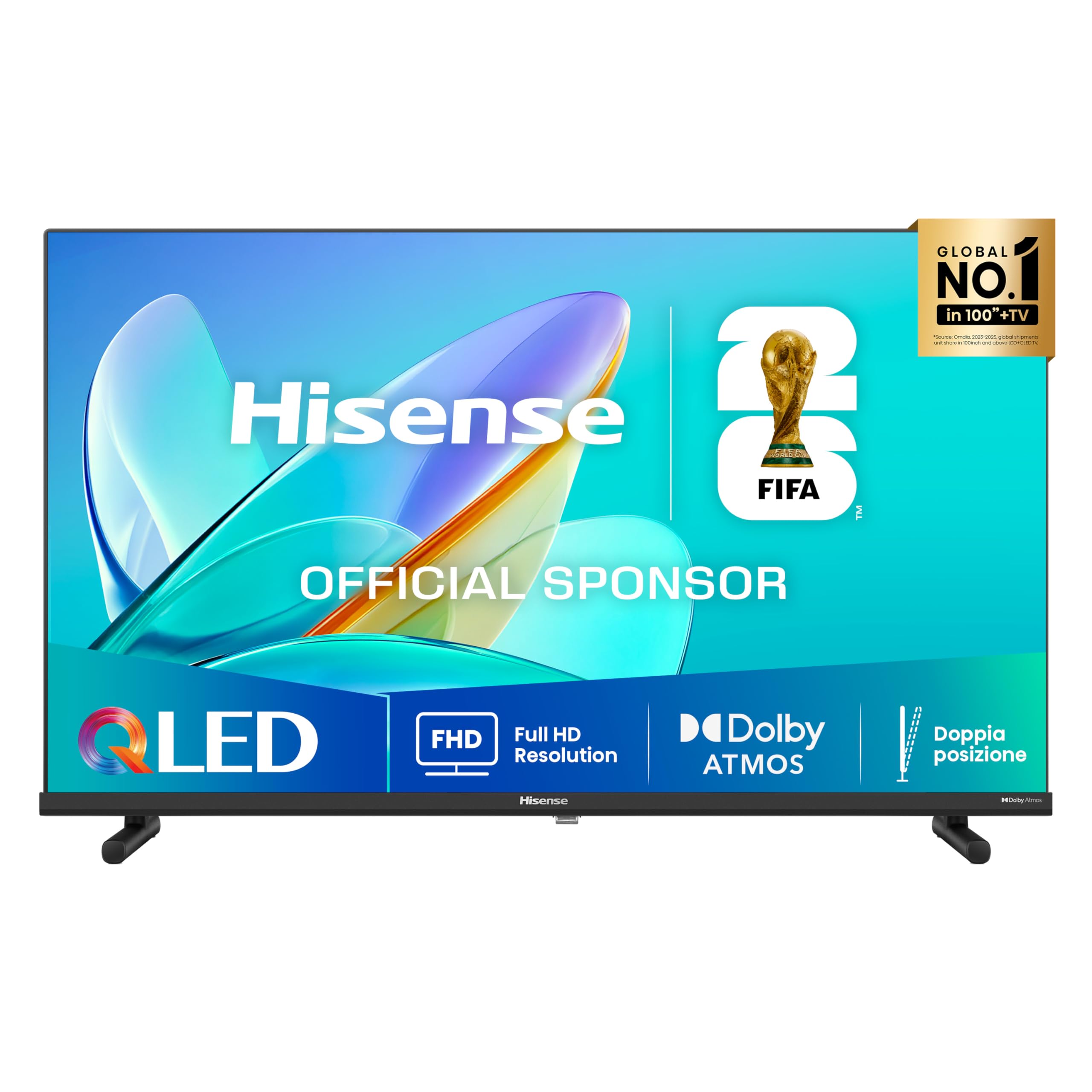 Hisense TV 40" QLED Full HD 2025 40E53QT, Smart TV VIDAA U8, HDR10, Game Mode, Dolby Atmos, Works with Alexa, Tuner DVB-T2/S2 HEVC 10, lativù, 40'', 2025 QLED