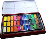 Major Brushes Artist Watercolour Paint Tin 36 Blocks Red Metal Lid view 3