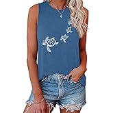 BLACKOO Women's Sea Turtle Graphic Tank Top Sleeveless Summer Casual Tunic