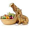 Comfify Hip Hippo Resin Figurine – Funky Hippopotamus Sculpture with Open Bowl Design for Snacks, Keys, or Trinkets – Decorative Holder with Elegant Golden Finish – Playful Accent for Modern Déco