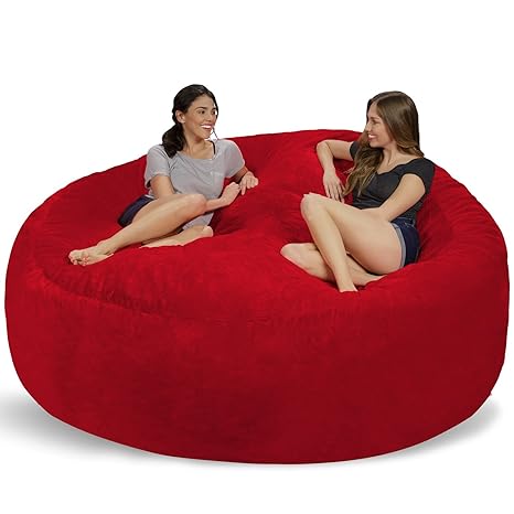 Chill Sack Bean Bag Chair Giant 8 Memory Foam Furniture Bean Bag Big Sofa With Soft Micro Fiber Cover Red Furry