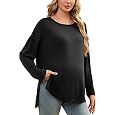 Smallshow Women's Long Sleeve Maternity Shirts Loose Tunic Pregnancy Tops