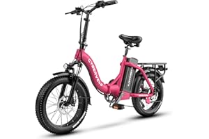 CBVELO 1000W Folding Electric Bike, 48V 20AH Large Removable Battery E Bike, 30+MPH, 80 Miles Max Range, 20" Fat Tire Ebikes for Adults, Adult Electric Bicycles for Long Commutes