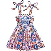 Floerns Women's Summer Floral Print Tie Shoulder Cami Dress Flare Hem Boho Mini Dress