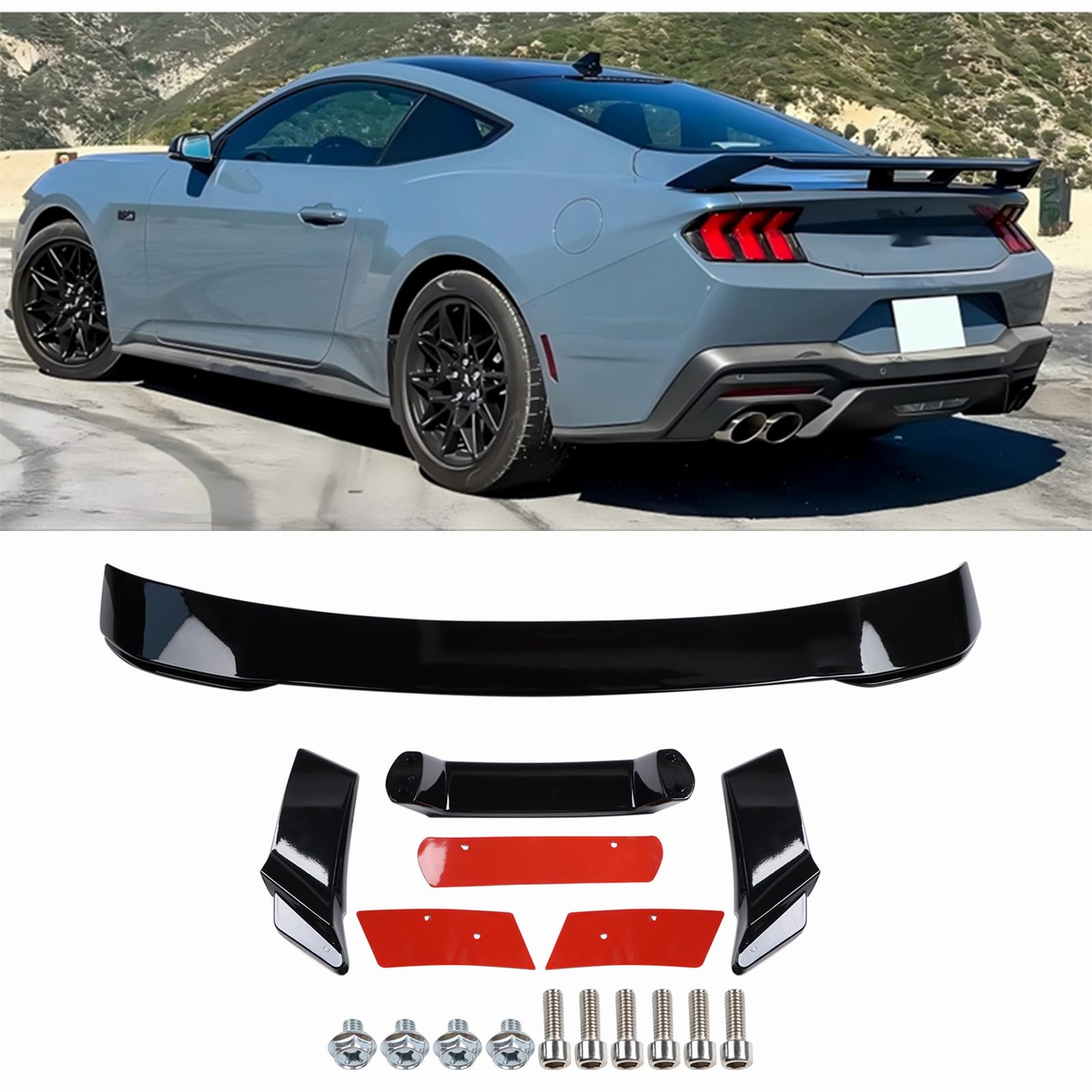 Photo 1 of ** MISSING PARTS** ZZDSNJ Glossy Black Trunk Wing Spoiler Rear Wing Compatible with 2024-Present Ford Mustang S650 Models GT Performance Style Rear Lid Wing Spoiler