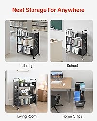 VEVOR Rolling Library Book Cart, 330 lbs