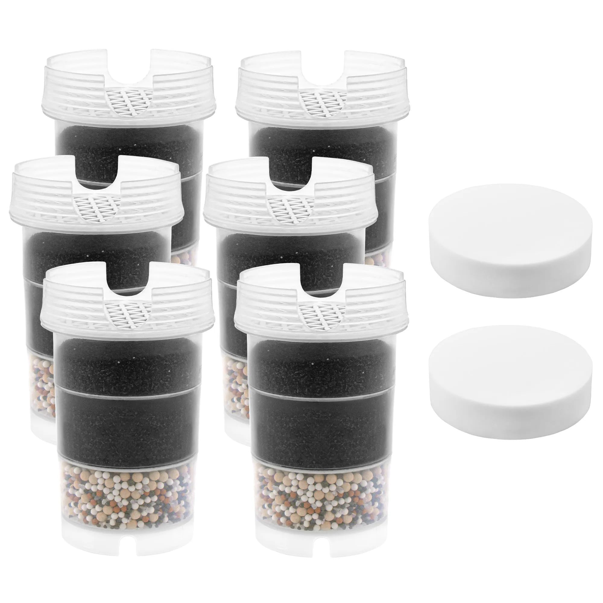 A Year's Supply of AcalaQuell One/AcalaQuell Swing Water Filter cartridges Including 2 Micro Sponges (Sponge Filter) | 6 Water Filter cartridges