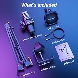 TONOR RGB USB Microphone Cardioid Condenser Mic with Boom Arm 200 cm Cable view 7