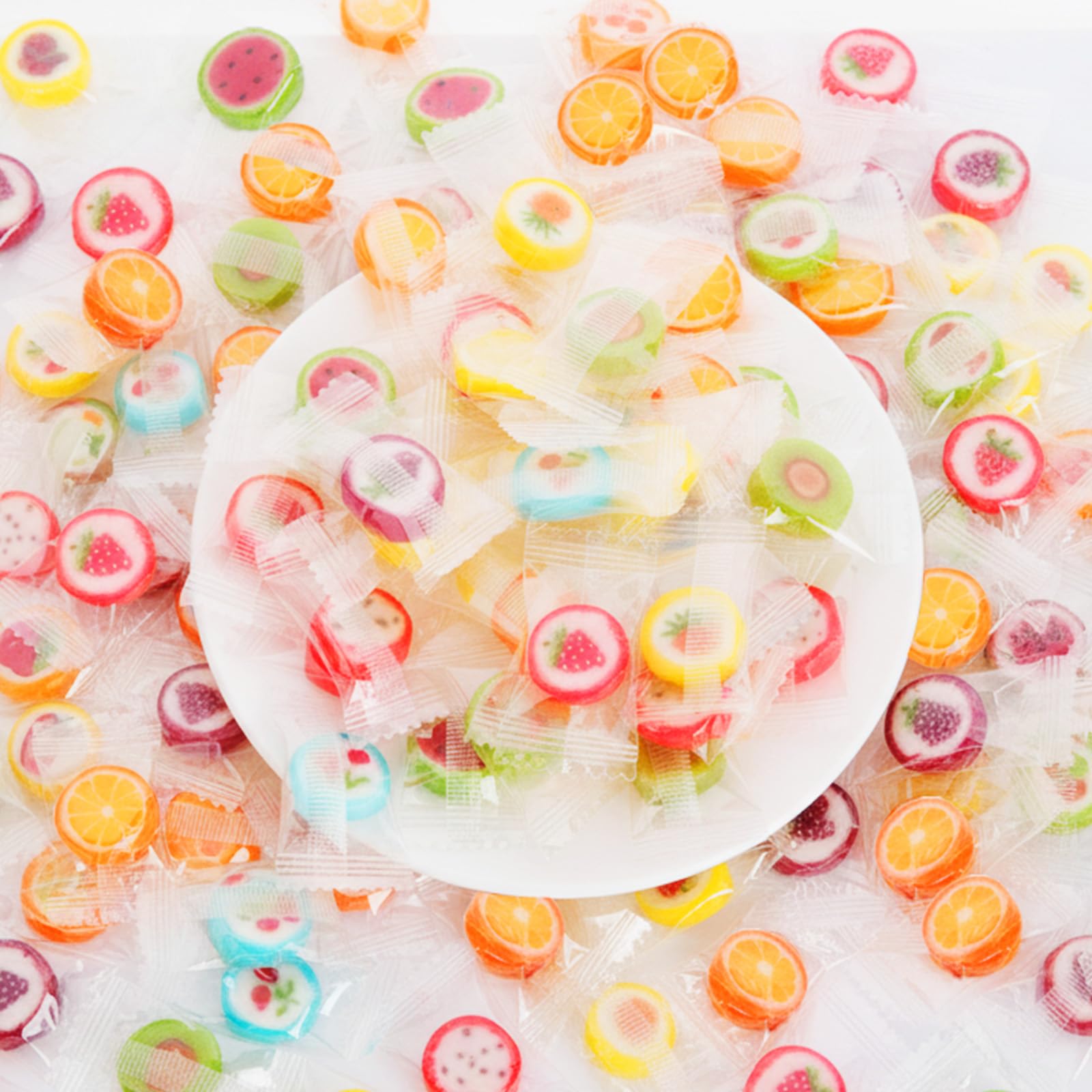 Photo 1 of 1 Pound Slices Hard Candies Assortment Bag (Approx. 150 PCS), Bulk Fruit Candy Individually Wrapped - Mixed Hard Candy Slices - 10 Tropical Fruit Flavors, Candy buffet and Snacks