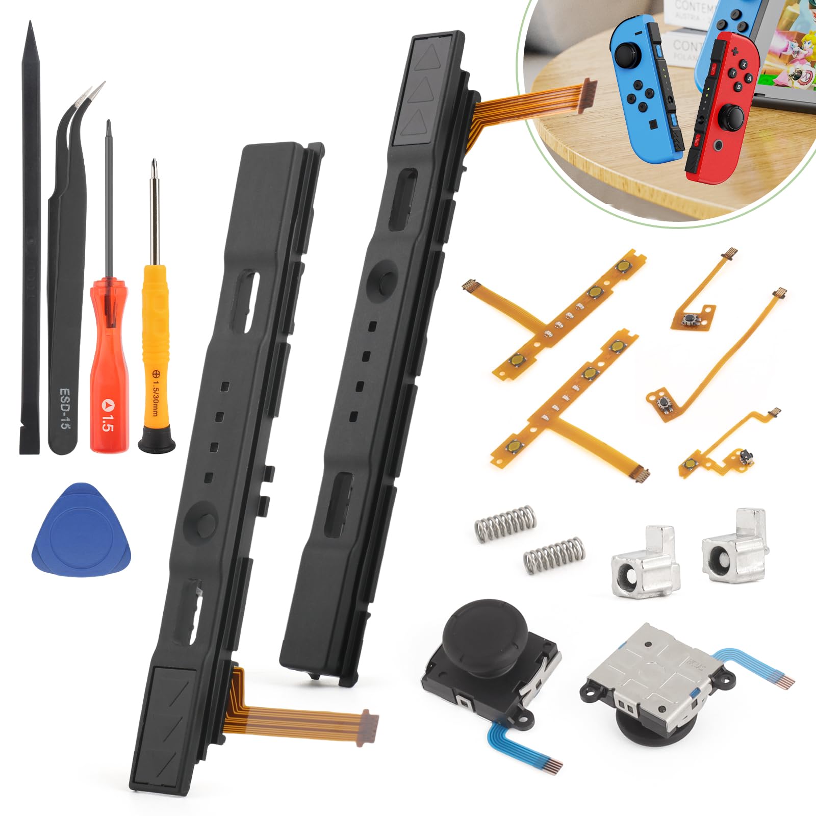 Photo 1 of for Joy-Con Slide Rail for Nintendo Switch/Switch OLED Joy-Con Left Right Slide Rail Replacement for Nintendo Switch with Joystick Lock Buckle SL SR ZR ZL L Button Flex Cable Accessories Repair Parts