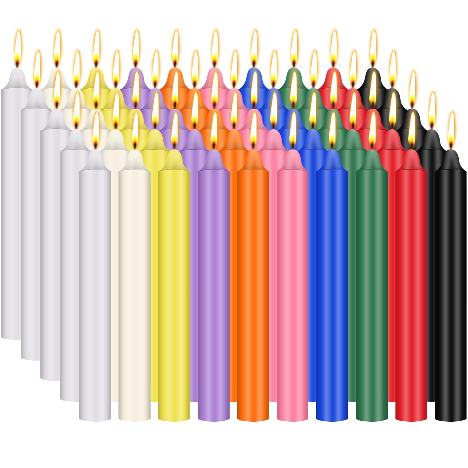 Photo 1 of 100 Pack 4 Inch Spell Candles, Colored Taper Candles for Rituals, Birthday, Decoration, 10 Vibrant Colors, Unscented Mini Bulk Candles for Chime, Wicca, Altar, Magic, Witchcraft Supplies