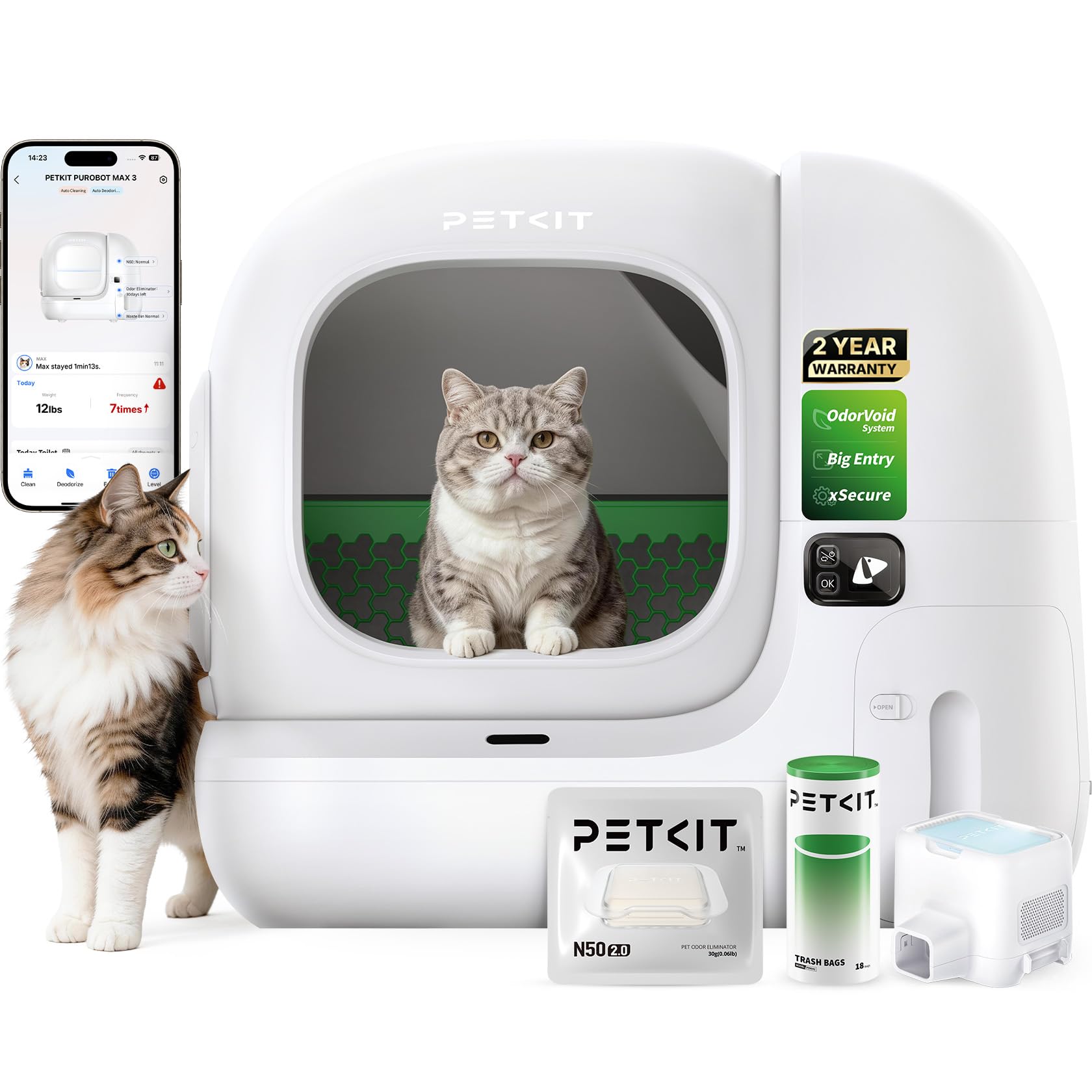 PETKIT Purobot Max 3 Premium Automatic Litter Box Odor Control Big Opening