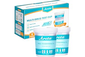 Areta Multi-Drug Test Cup: 2 Pack at Home Urine Drug Tests Kits, Testing for AMP/BZO/COC/THC/MET/MOR/BAR/MDMA/PCP/MTD, Built-in Drug Test Strips Including Sensitive Marijuana Drug Test, #ACDOA2-3104
