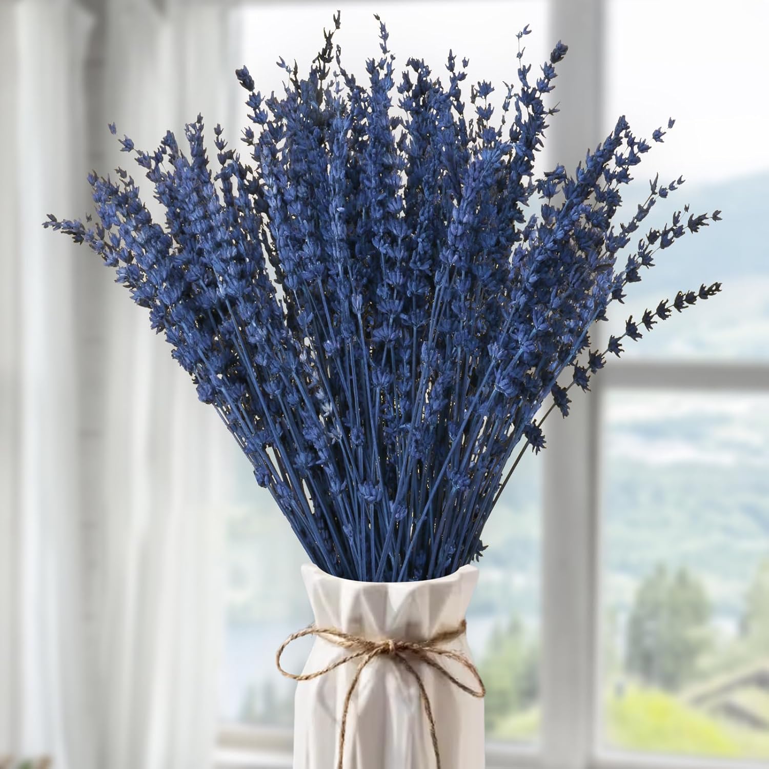 Dried & Preserved Flora - Dried Blue Lavender Flowers Bundle-Dried Preserved Lavender Bouquet 180+ Stems 15''-17