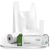 Simple's Plastic Bags with Handles For Small Business,(80 Count) Very Strong Shopping Grocery bags, plastic t-shirts bag, to go bags, Bag Dispenser Roll - Measures 12"x7"x22", 1.2 Mil Thickness