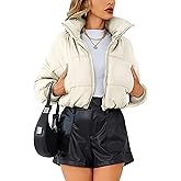 Megfie Womens Lightweight Warm Cropped Jacket Zipper Puffer Jacket Quilted Short Down Coat