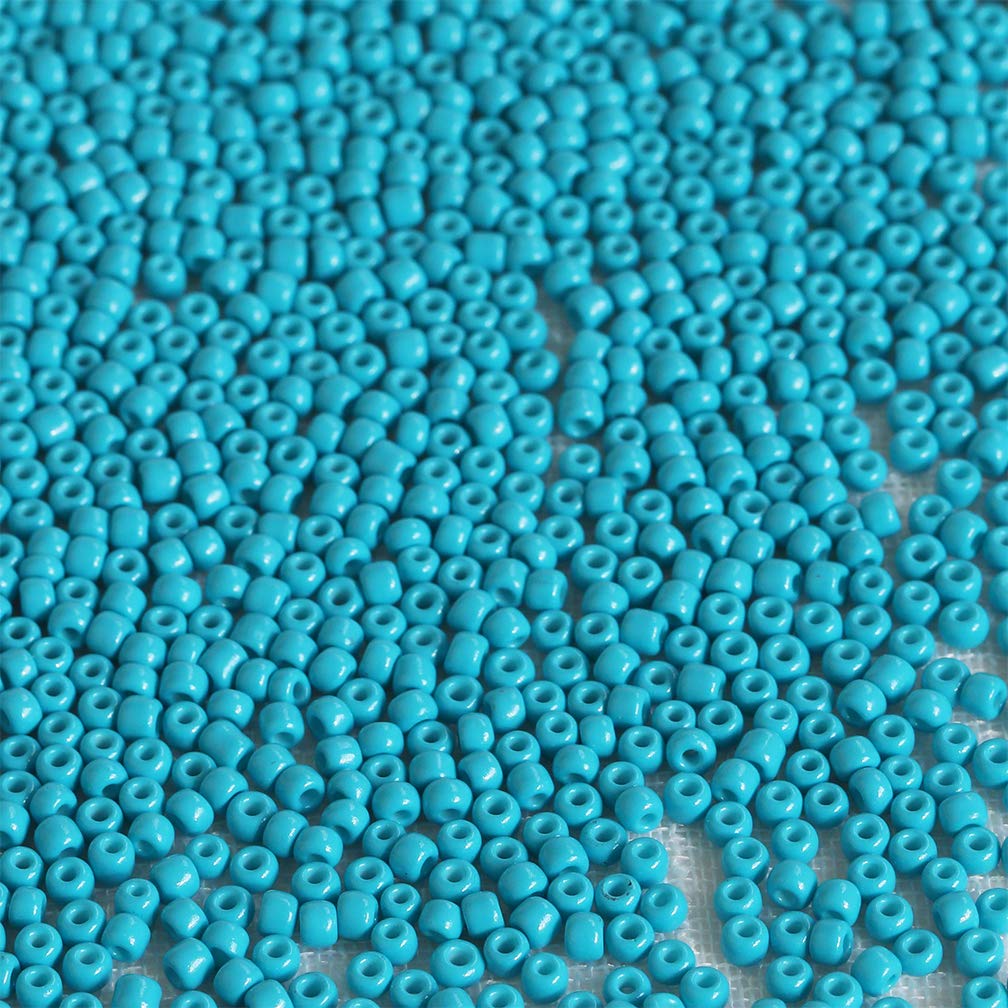 Tibaoffy Size 8/0 Crafts Glass Seed Beads 3mm Lake Blue Beads for Jewelry Making (Total About 100gm About 3600pcs)