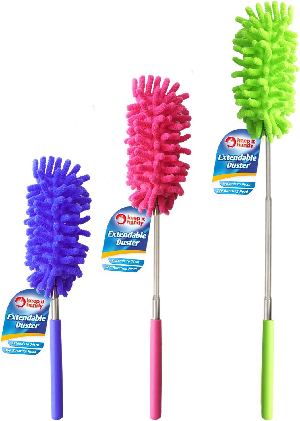 Keep it Handy 3pk Extendable Feather Duster (Packaging and Colours May Vary), Multicolor, 3 Count (Pack of 1)