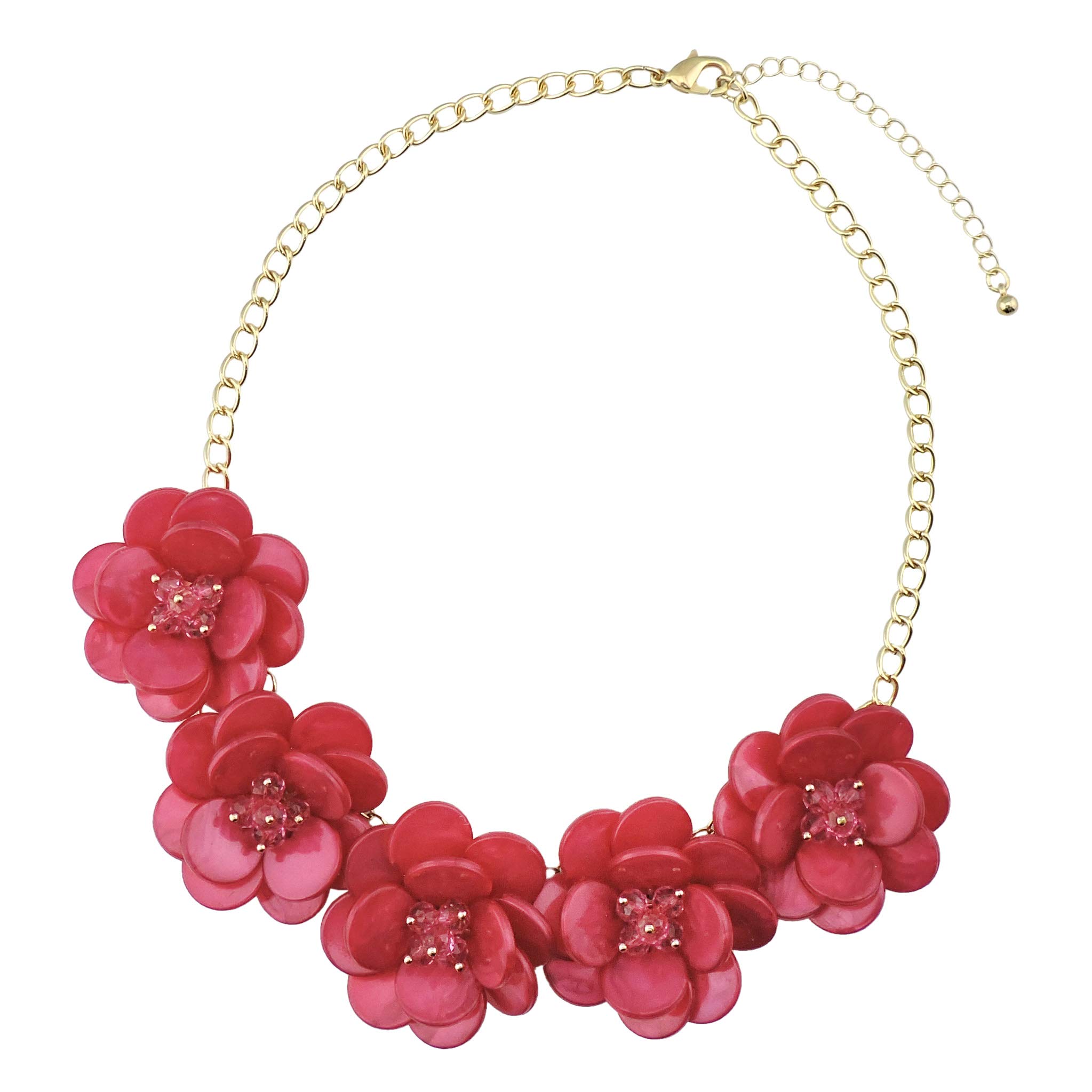 BOCAR Statement Pendant Choker Flower Necklace for Women (NK-10281-rose)