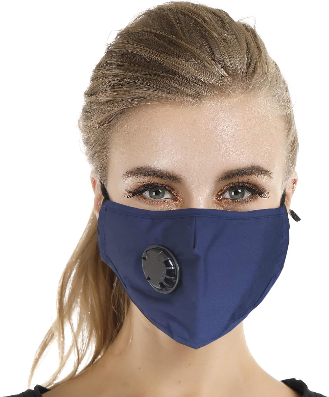 NHForest N99 Dust Mask - Anti Air Pollution Smoke Mask - Particulate Respirator with 4 replaceable filters - Washable and Reusable Face Protection - (Blue with valve)