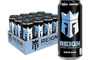 Reign Total Body Fuel, White Haze, Fitness & Performance Drink, 16 Fl Oz (Pack of 12)