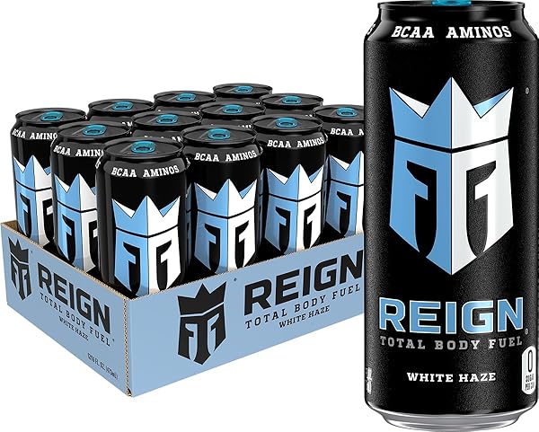 REIGN TOTAL BODY FUEL, WHITE HAZE, FITNESS & PERFORMANCE DRINK, 16 FL OZ (PACK OF 12)
