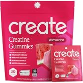 Create Creatine Monohydrate Gummies, 30 Single-Serve Packs, Watermelon | For Women and Men, NSF Certified for Sport, Third Party Tested, Made in USA, Vegan, Gluten Free, 4.5g Creatine per Pack