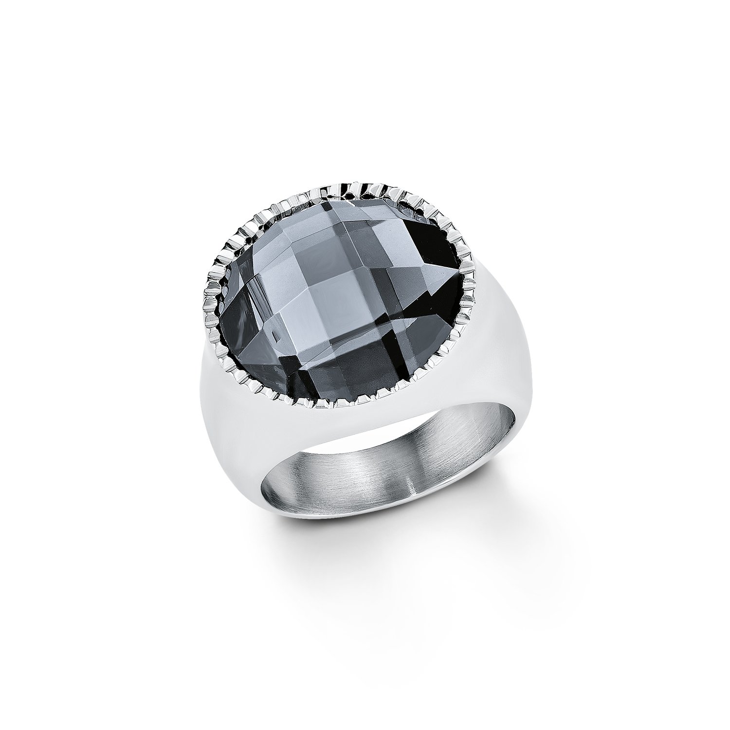 s.Oliver Ladies Ring Stainless Steel Glass 50822, Black/Silver, 52 cm