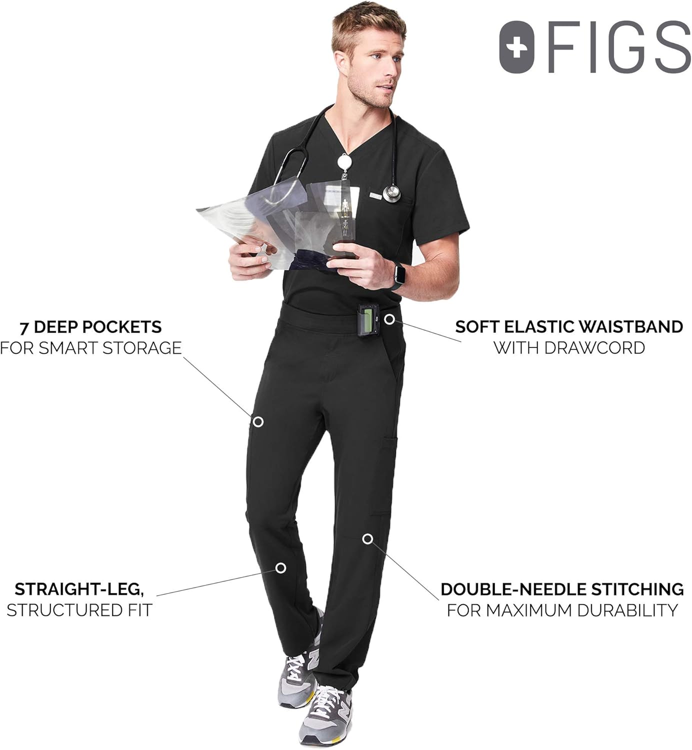 FIGS Axim Cargo Scrub Pants for Men – Structured Fit, Super Soft Stretch, Anti-Wrinkle Medical Scrub Pants: Clothing